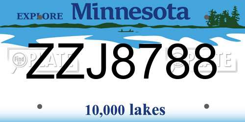 ZZJ8788 Minnesota License Plate