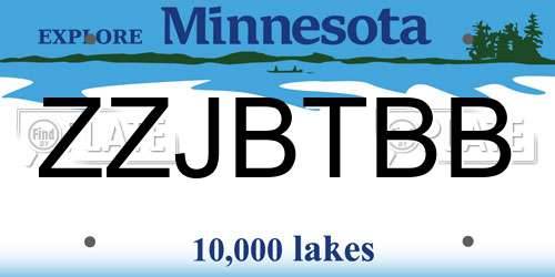 ZZJBTBB Minnesota License Plate