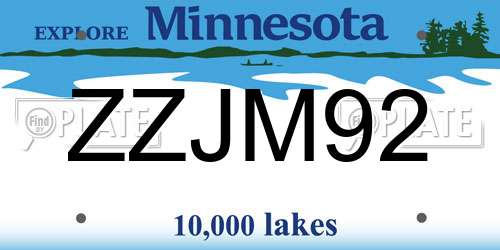ZZJM92 Minnesota License Plate