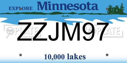 ZZJM97 Minnesota License Plate