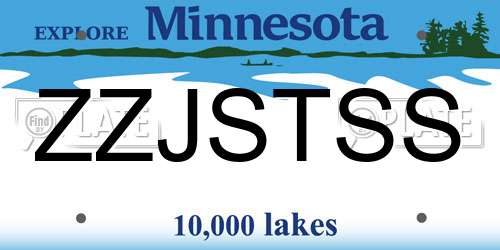 ZZJSTSS Minnesota License Plate