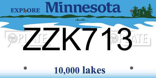 ZZK713 Minnesota License Plate