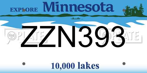 ZZN393 Minnesota License Plate
