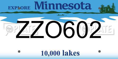 ZZO602 Minnesota License Plate
