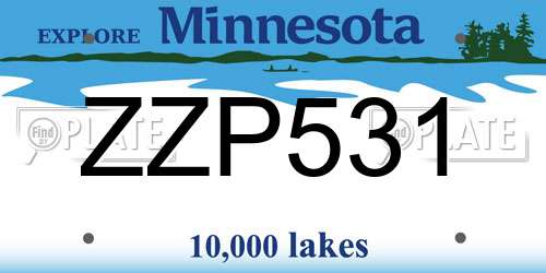 ZZP531 Minnesota License Plate