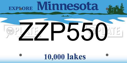 ZZP550 Minnesota License Plate