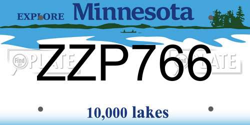 ZZP766 Minnesota License Plate