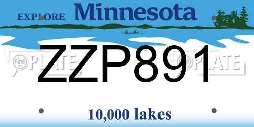 ZZP891 Minnesota License Plate