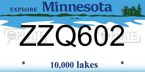 ZZQ602 Minnesota License Plate