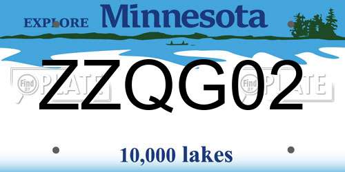 ZZQG02 Minnesota License Plate