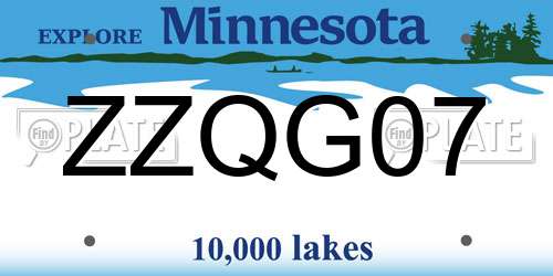 ZZQG07 Minnesota License Plate