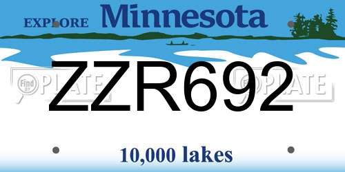 ZZR692 Minnesota License Plate