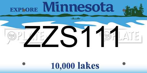 ZZS111 Minnesota License Plate
