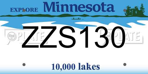 ZZS130 Minnesota License Plate