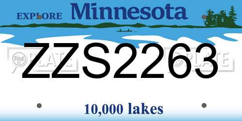 ZZS2263 Minnesota License Plate