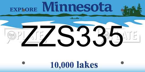 ZZS335 Minnesota License Plate