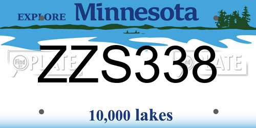 ZZS338 Minnesota License Plate