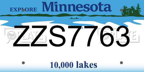 ZZS7763 Minnesota License Plate