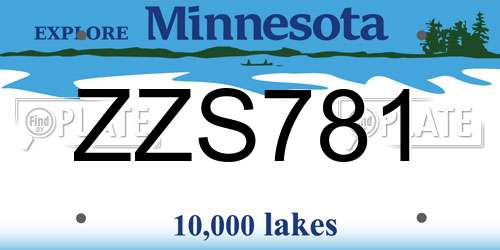 ZZS781 Minnesota License Plate