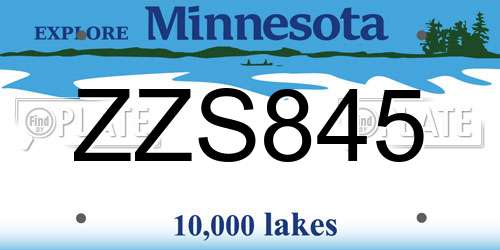 ZZS845 Minnesota License Plate