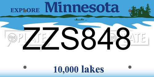 ZZS848 Minnesota License Plate
