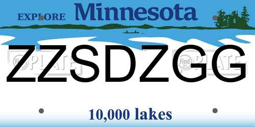 ZZSDZGG Minnesota License Plate