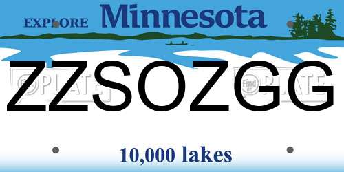 ZZSOZGG Minnesota License Plate