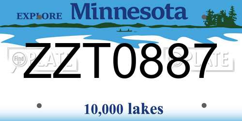 ZZT0887 Minnesota License Plate