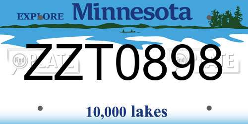 ZZT0898 Minnesota License Plate