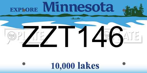 ZZT146 Minnesota License Plate