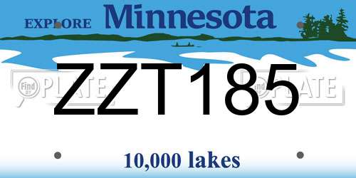 ZZT185 Minnesota License Plate