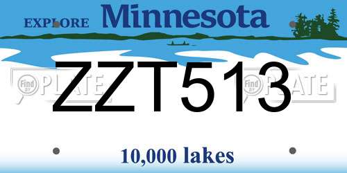 ZZT513 Minnesota License Plate