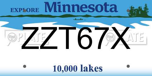 ZZT67X Minnesota License Plate