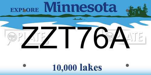 ZZT76A Minnesota License Plate