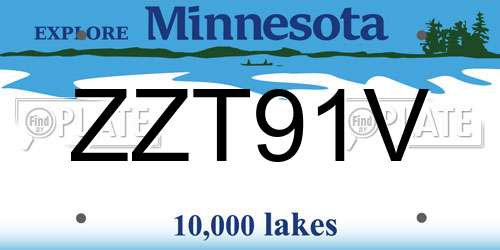 ZZT91V Minnesota License Plate