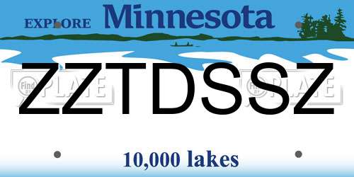ZZTDSSZ Minnesota License Plate