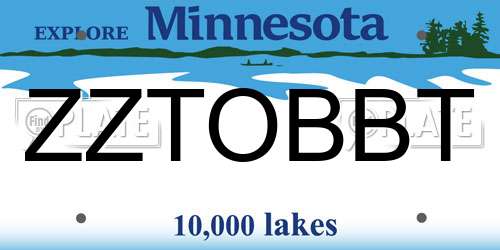 ZZTOBBT Minnesota License Plate