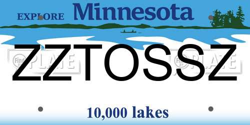 ZZTOSSZ Minnesota License Plate