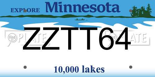 ZZTT64 Minnesota License Plate