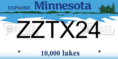 ZZTX24 Minnesota License Plate