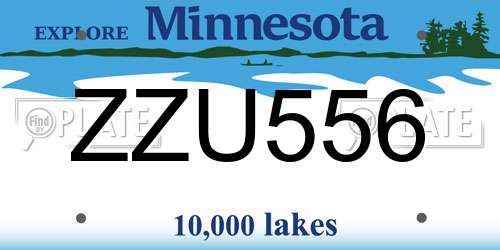 ZZU556 Minnesota License Plate