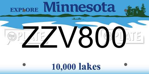 ZZV800 Minnesota License Plate