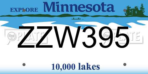 ZZW395 Minnesota License Plate
