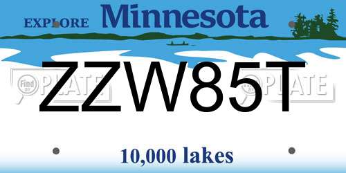 ZZW85T Minnesota License Plate