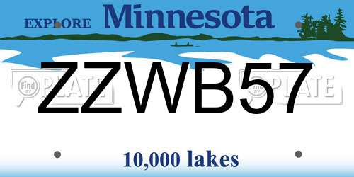 ZZWB57 Minnesota License Plate
