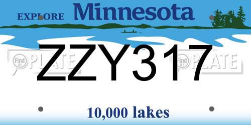 ZZY317 Minnesota License Plate