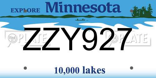 ZZY927 Minnesota License Plate
