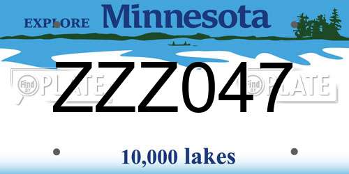 ZZZ047 Minnesota License Plate