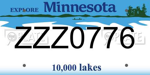 ZZZ0776 Minnesota License Plate