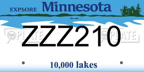 ZZZ210 Minnesota License Plate